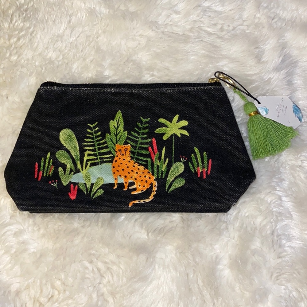 Jungle Cat themed Small Triangle pouch with tassel